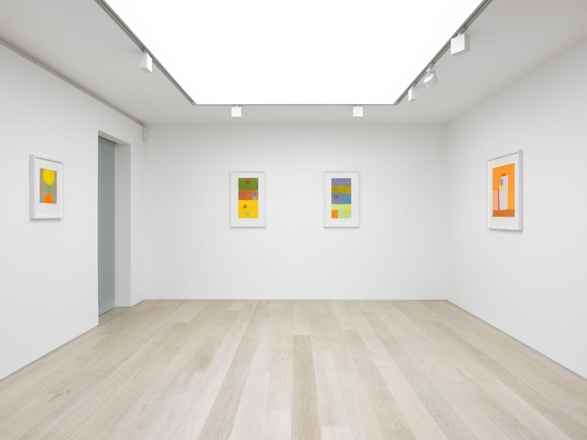 Installation view of Etel Adnan: Elsewhere at Alan Cristea Gallery, London, 2019. Photo: Jack Hems.