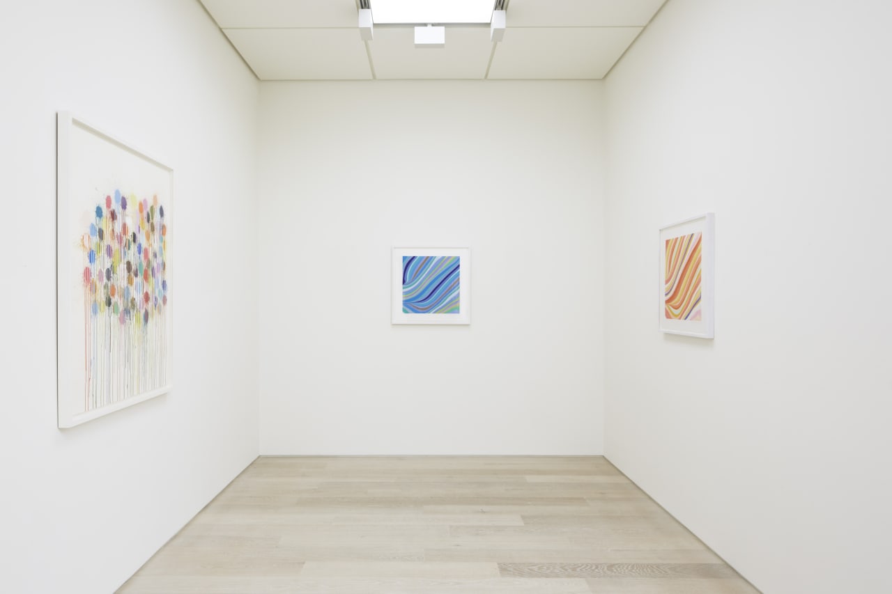 Installation view of Ian Davenport: Chromatic at Cristea Roberts Gallery, London, 2020. Photo: Maxwell Anderson.