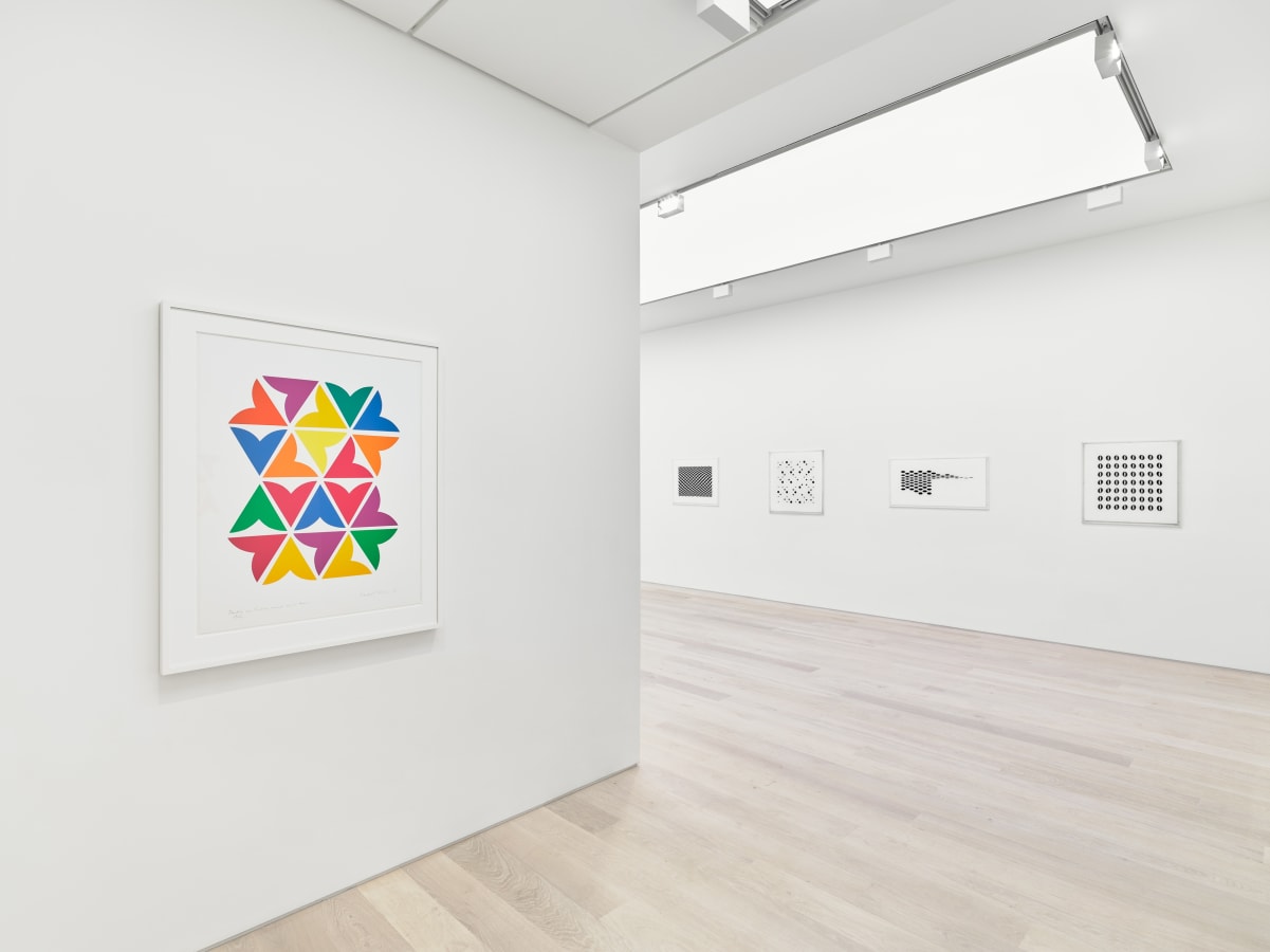 Installation view of Bridget Riley: Prints 1962 - 2020, 11 September - 17 October 2020.