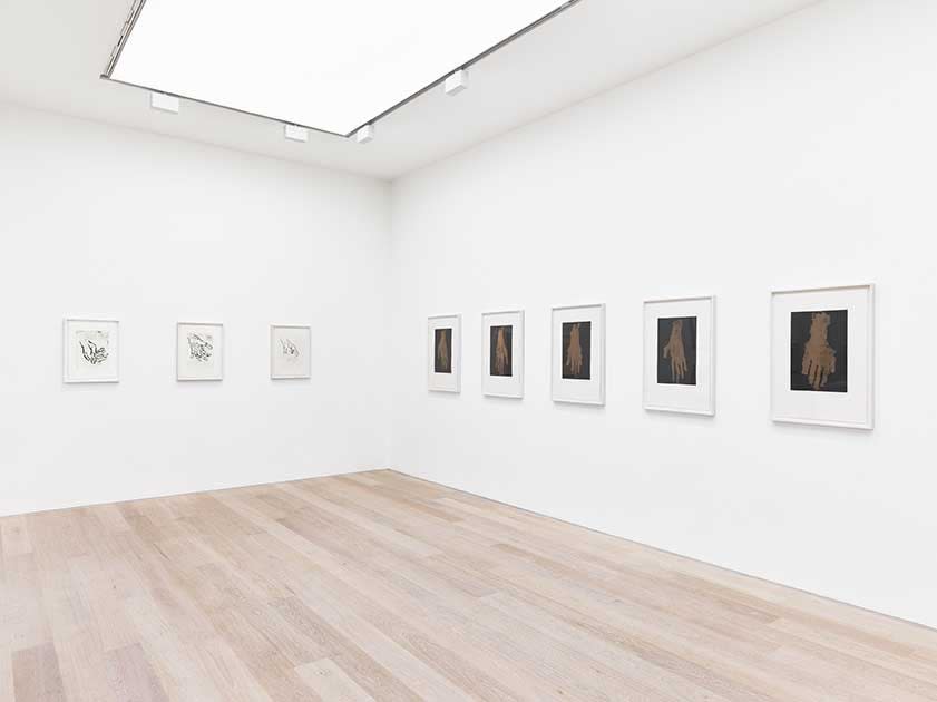 Georg Baselitz, Hands installation, 2021. Courtesy Cristea Roberts Gallery, London. Photo Anna Arca.