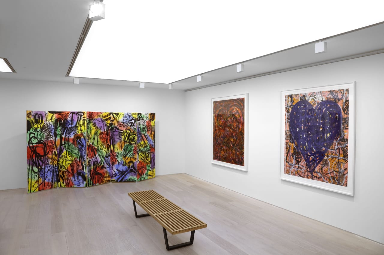 Installation view of Jim Dine: Painting with the Carver at Cristea Roberts Gallery, London, 2020. Photo: Mark Dalton.
