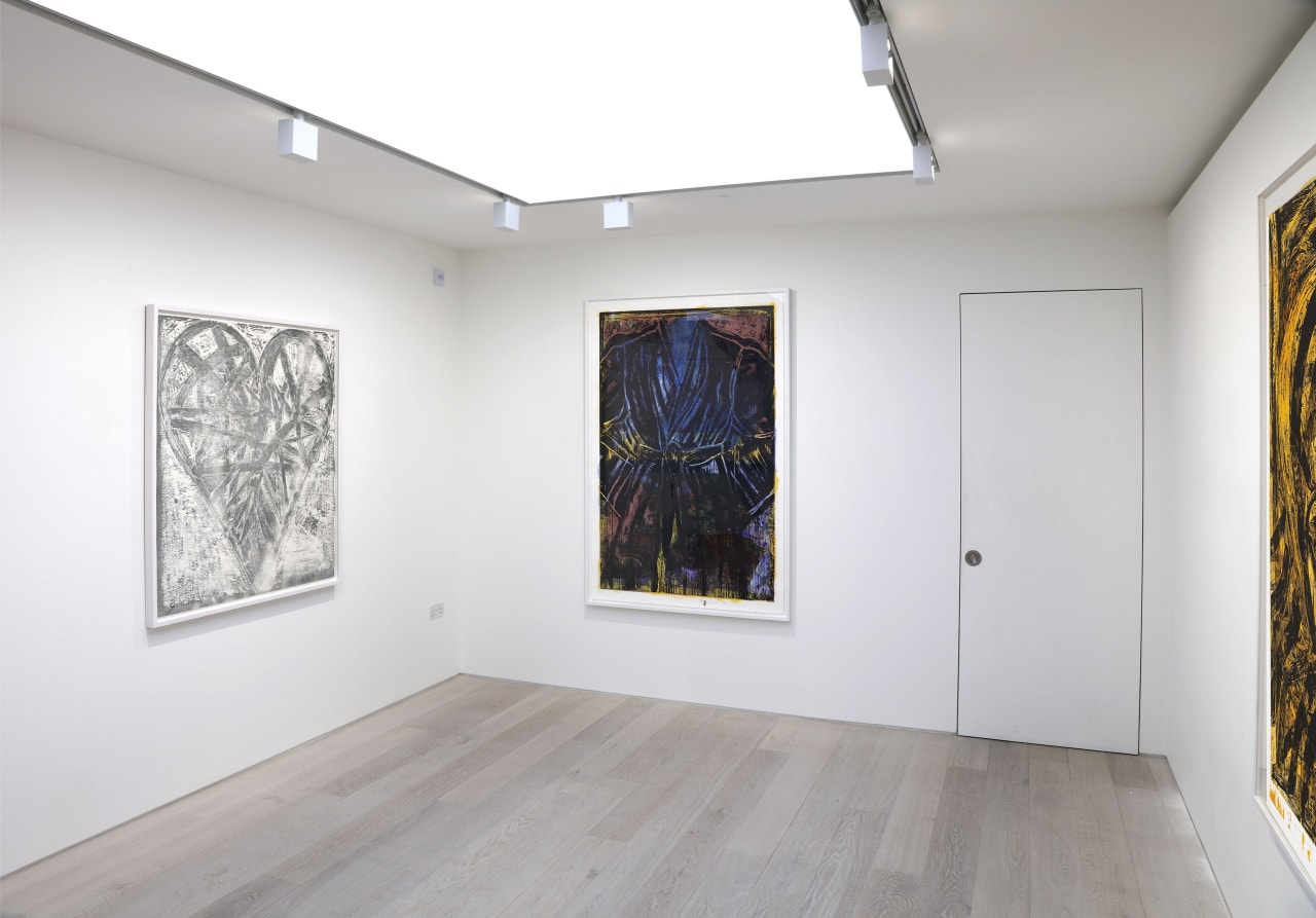 Installation view of Jim Dine: Painting with the Carver at Cristea Roberts Gallery, London, 2020. Photo: Mark Dalton.