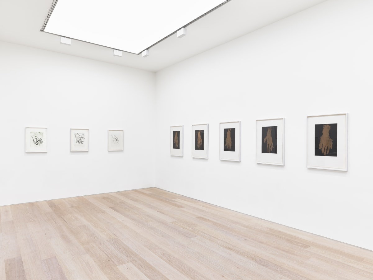 Installation view of Georg Baselitz: Hands at Cristea Roberts Gallery, London, 2021. Photo: Anna Arca Photography.
