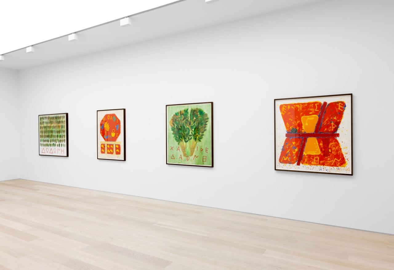 Installation view of Joe Tilson: Breaking the Rules at Cristea Roberts Gallery, London, 2023. Photo: Sam Roberts Photography