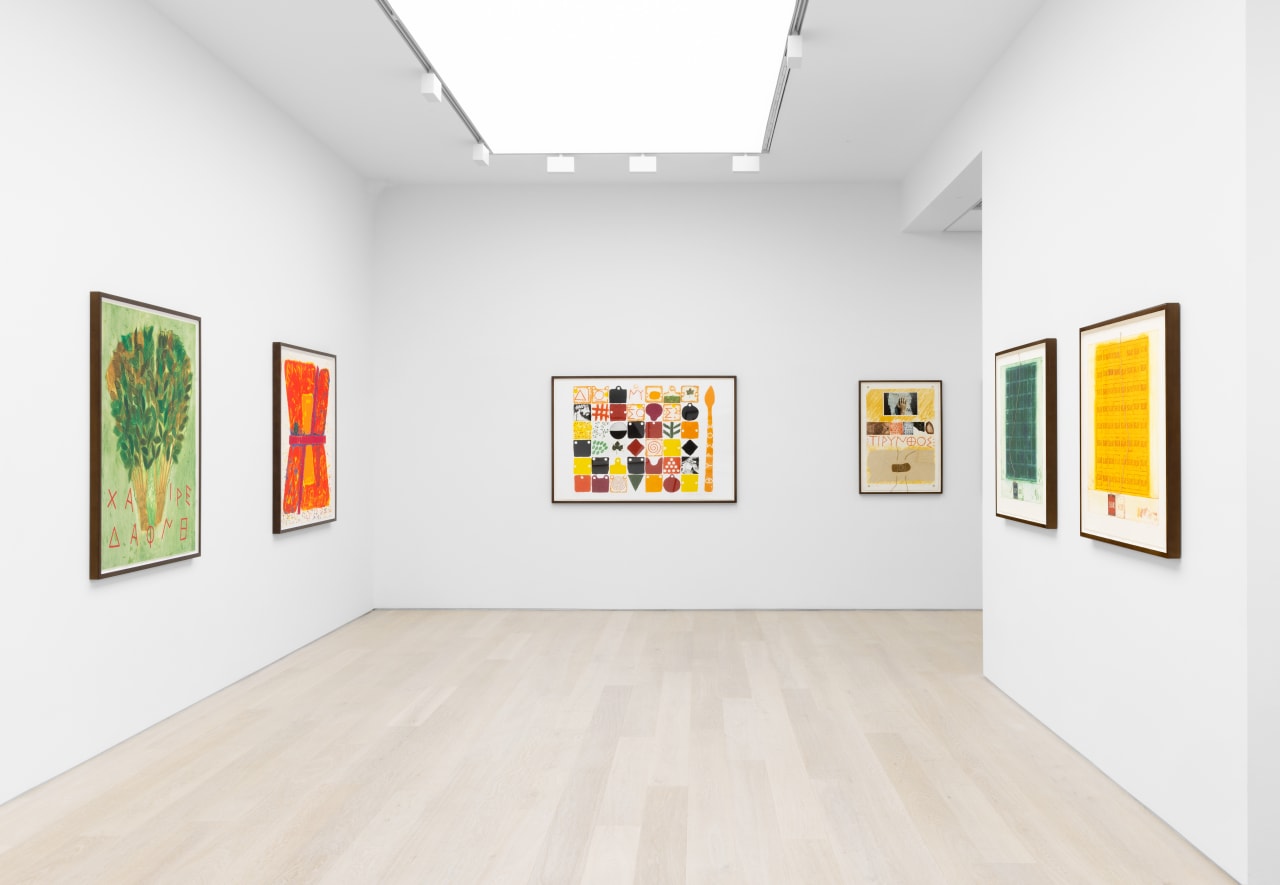 Installation view of Joe Tilson: Breaking the Rules at Cristea Roberts Gallery, London, 2023. Photo: Sam Roberts Photography