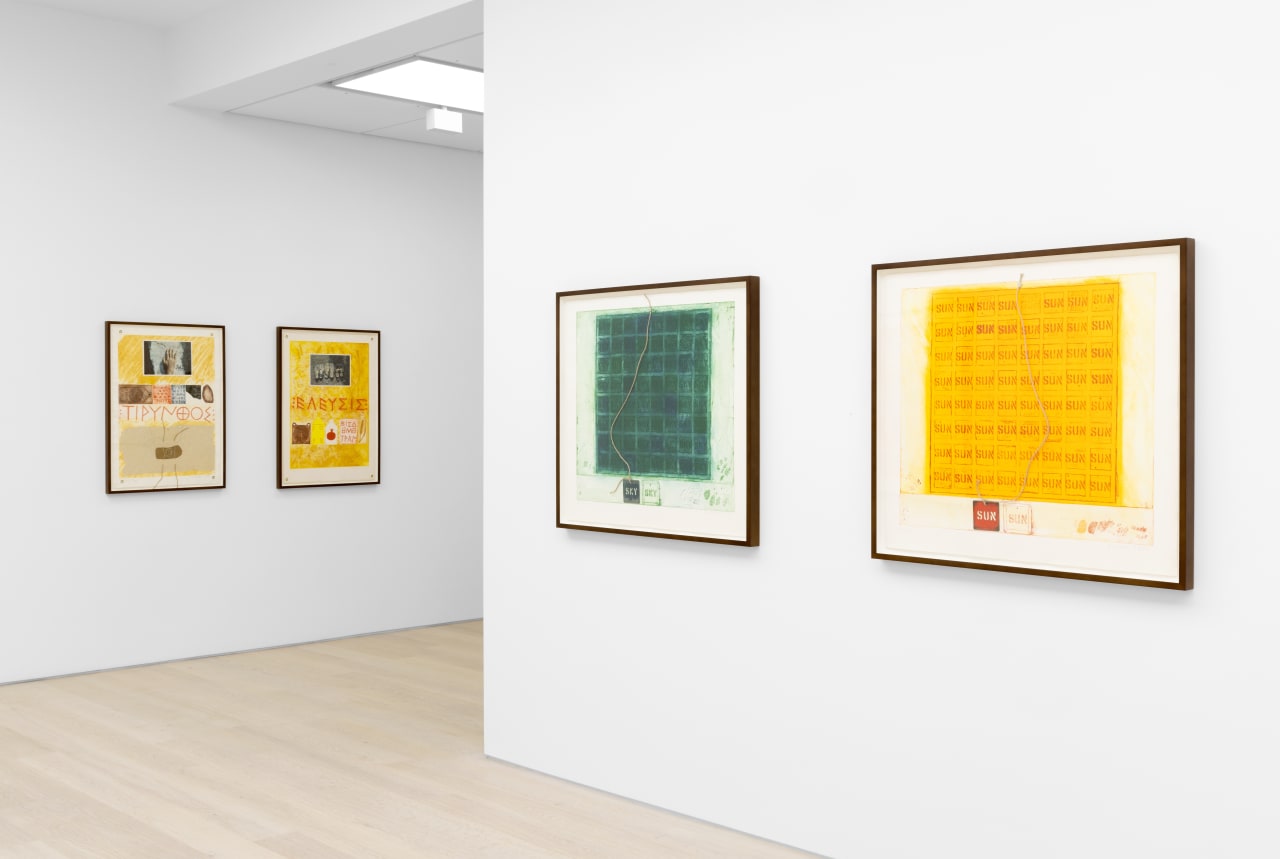 Installation view of Joe Tilson: Breaking the Rules at Cristea Roberts Gallery, London, 2023. Photo: Sam Roberts Photography