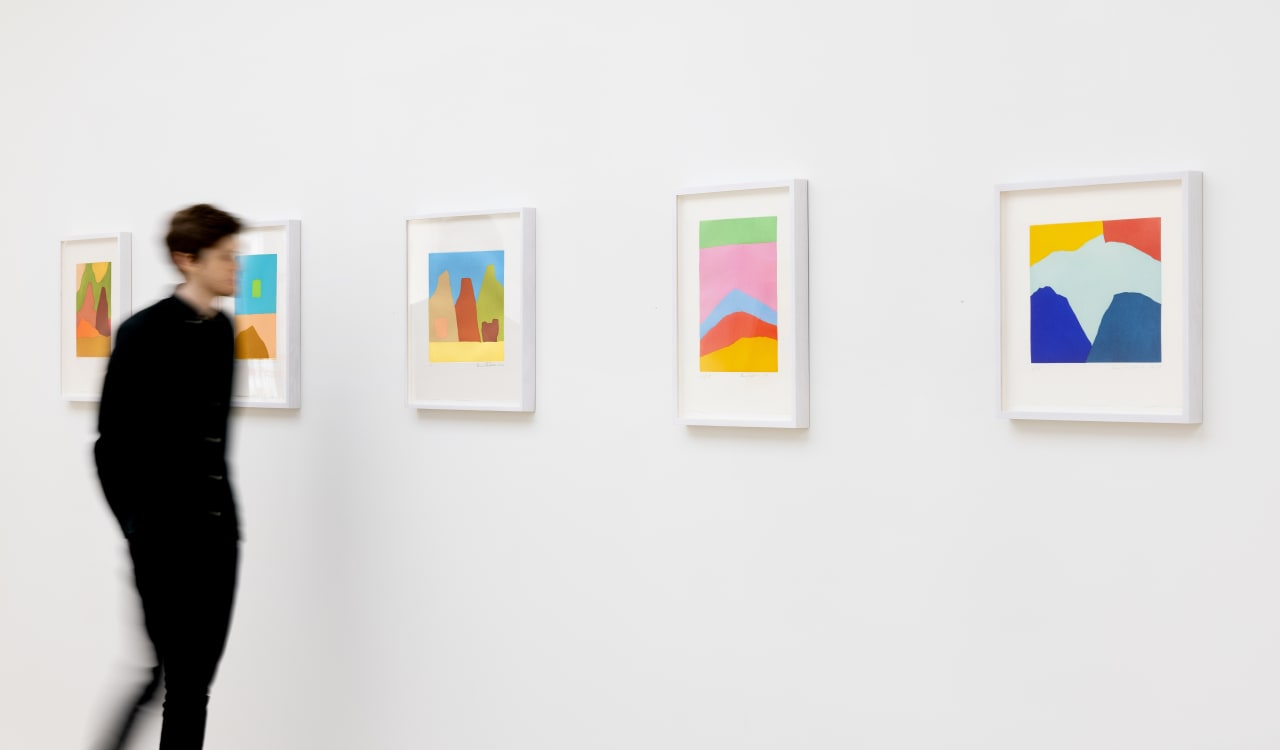 Installation view of Memories: Etel Adnan & Howard Hodgkin at Cristea Roberts Gallery, London, 2023. Photo: Sam Roberts Photography
