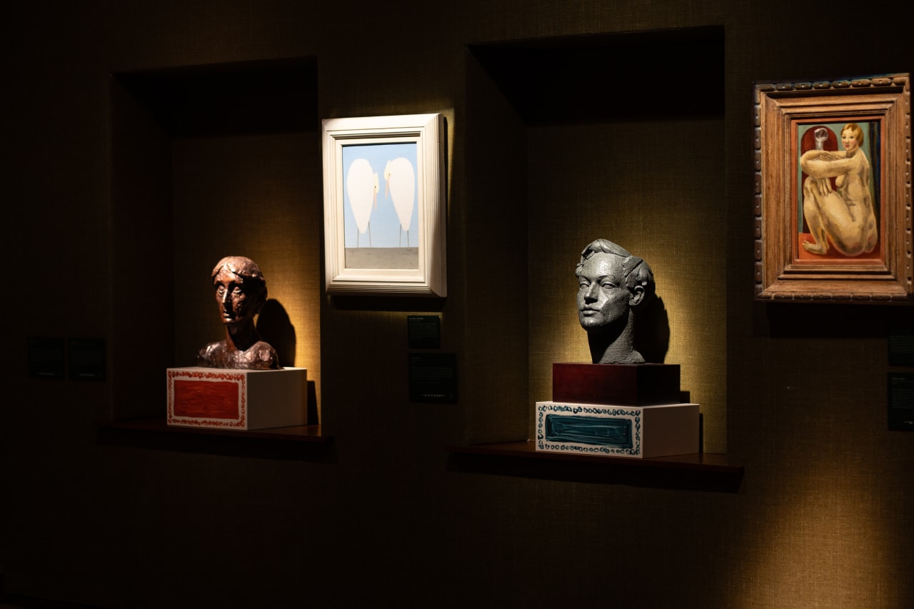 Bust of Duncan Grant and Virginia Woolf by Stephen Tomlin