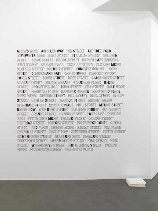 Artwork: Carla Zaccagnini Se essa rua fosse minha, 2013 Wall paint and vinyl stickers Dimensions on wall: 90 3/4 x 98 3/8 in. (230.5 x 250 cm) Installation dimensions variable