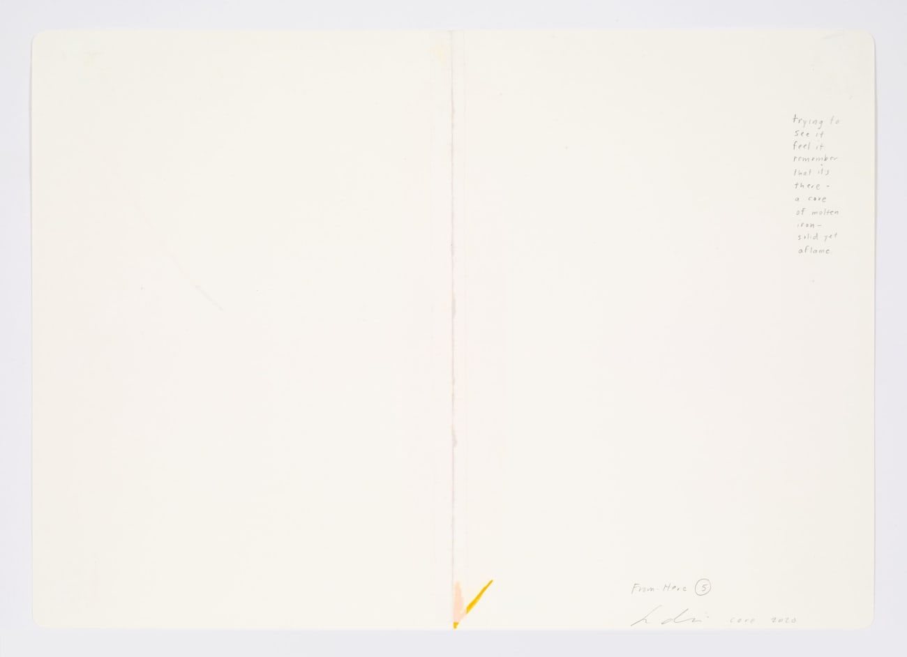 Jessica Dickinson, core (notebook drawing for From-Here #5), 2020