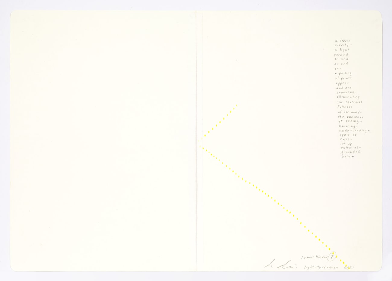 Jessica Dickinson, light-turned-on (notebook drawing for From: Know #8), 2021