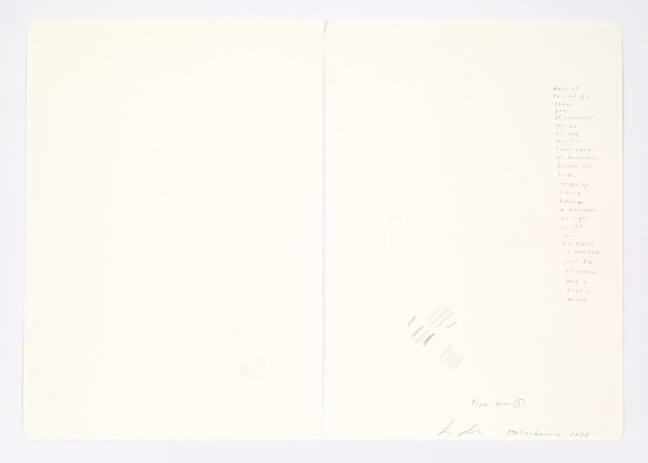 Jessica Dickinson, static-barrier (notebook drawing for From-Here #3), 2020