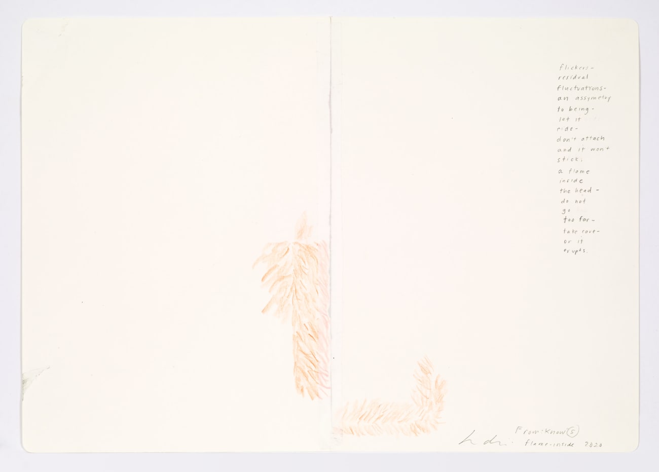 Jessica Dickinson, flame-inside (notebook drawing for From: Know #5), 2020