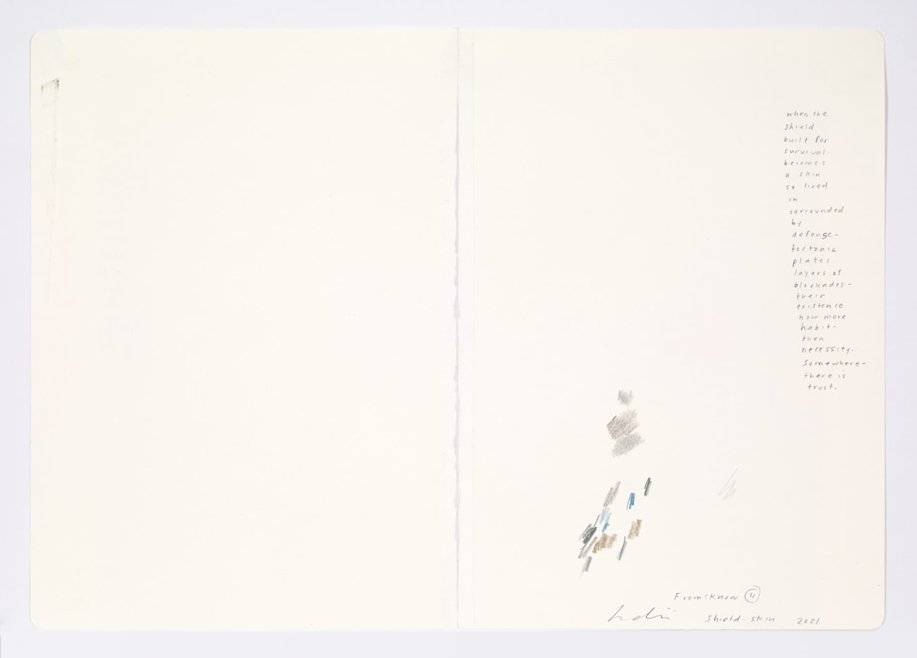 Jessica Dickinson, shield-skin (notebook drawing for From: Know #4), 2021