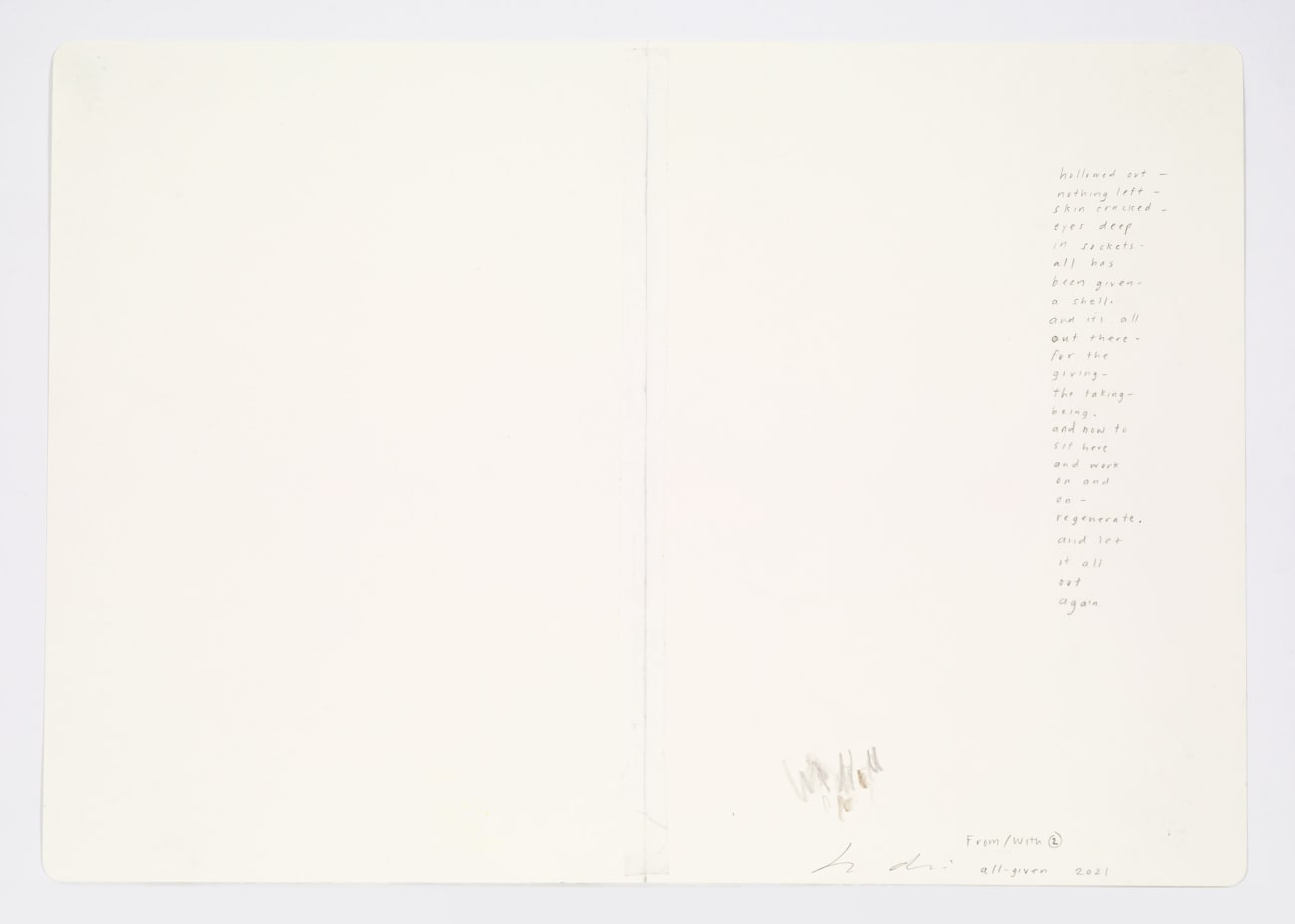 Jessica Dickinson, all-given (notebook drawing for From/With #2), 2021