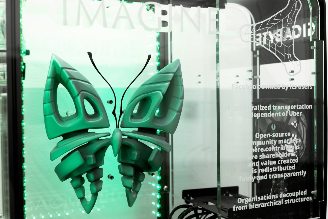 Simon Denny, Blockchain Future State Fintech Gamer Case Mod Deal Toy: Backfeed x Ethereum, 2016