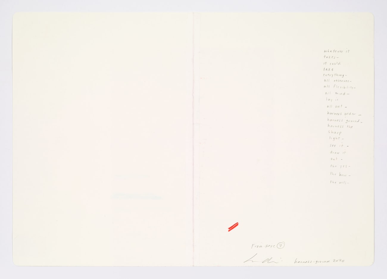 Jessica Dickinson, harness-ground (notebook drawing for From-Here #7), 2020