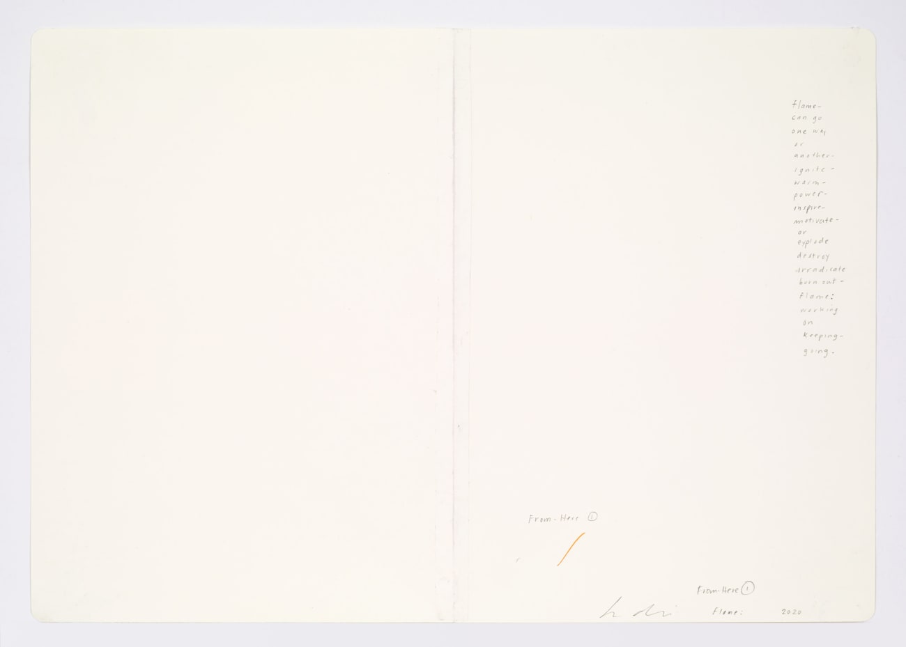 Jessica Dickinson, flame: (notebook drawing for From-Here #1), 2020
