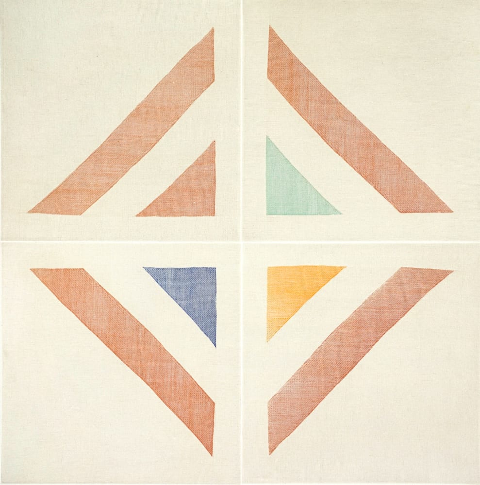 Ruth Laskey, Twill Weave Grid (Sanguine, Viridian Green, Indian yellow, Cobalt Blue), 2015