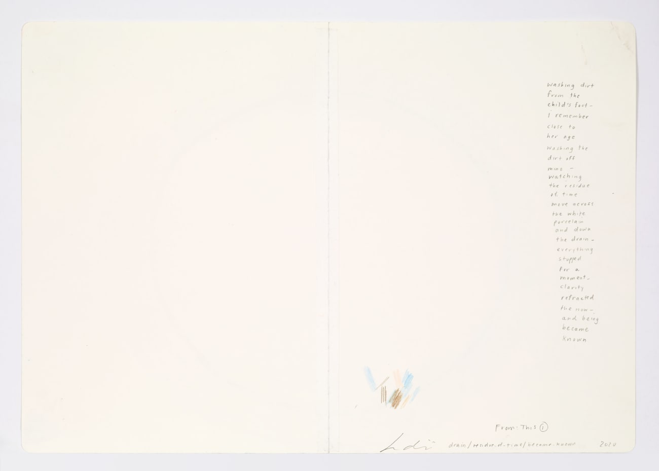 Jessica Dickinson, drain/residue-of-time/became known (notebook drawing for From: This #1), 2020