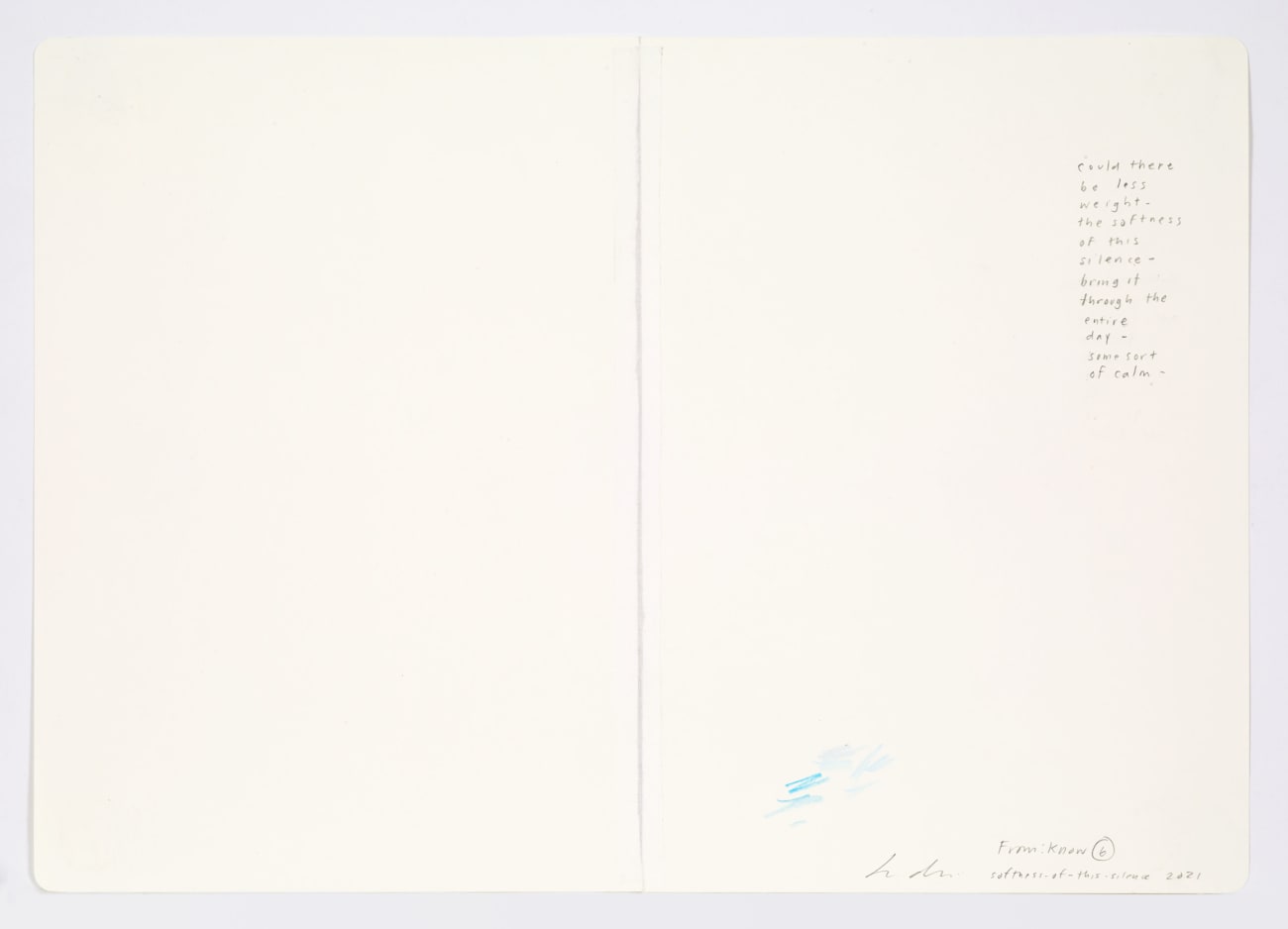 Jessica Dickinson, softness-of-this-silence (notebook drawing for From: Know #6), 2021
