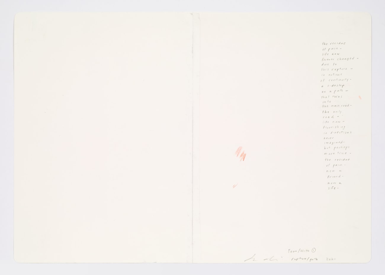 Jessica Dickinson, rupture/path (notebook drawing for From/With #1), 2021