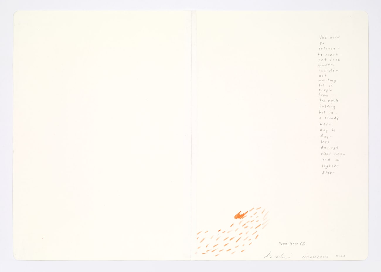 Jessica Dickinson, release/mark (notebook drawing for From-Here #2), 2020