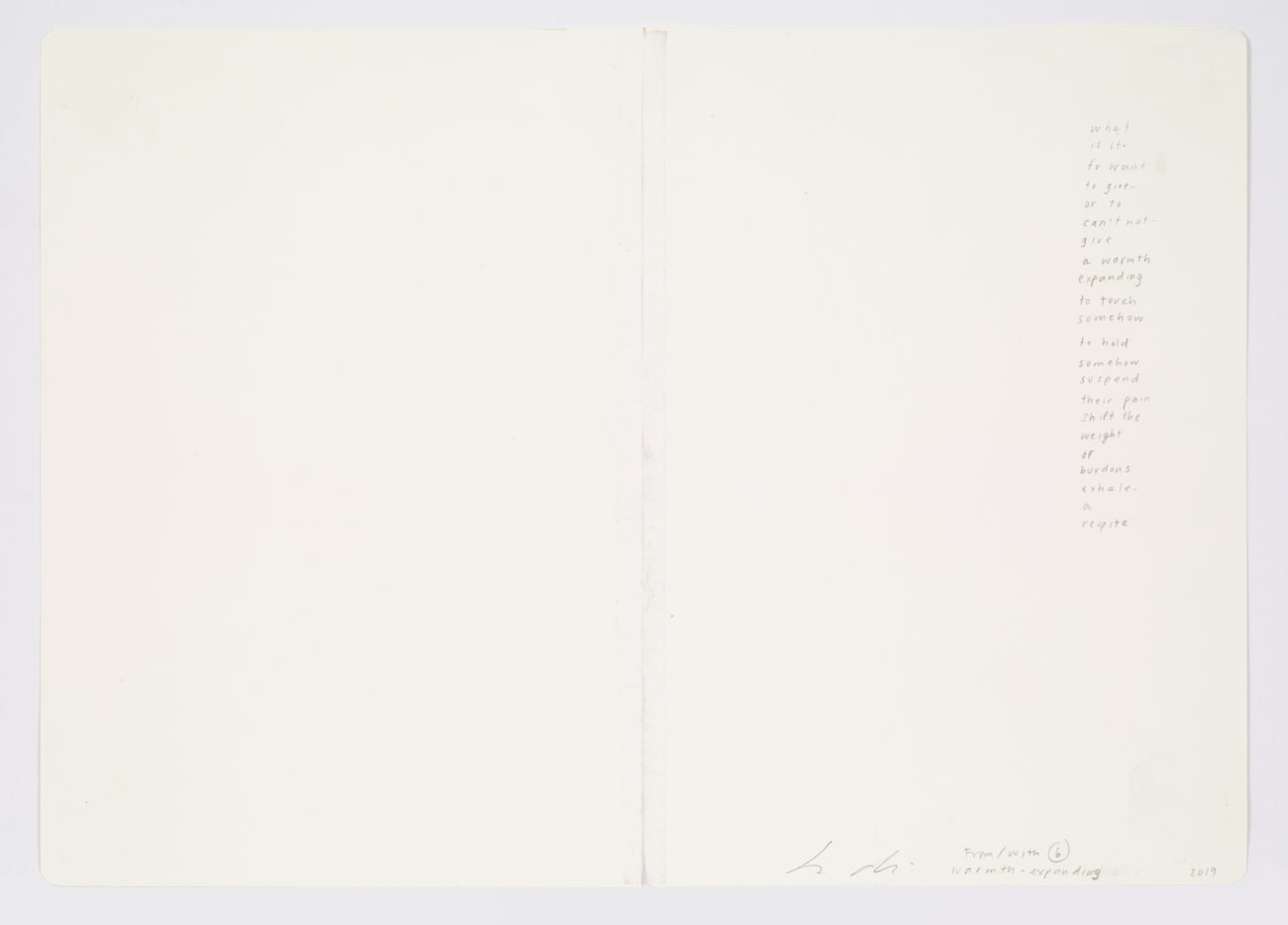 Jessica Dickinson, warmth-expanding (notebook drawing for From/With #6), 2019
