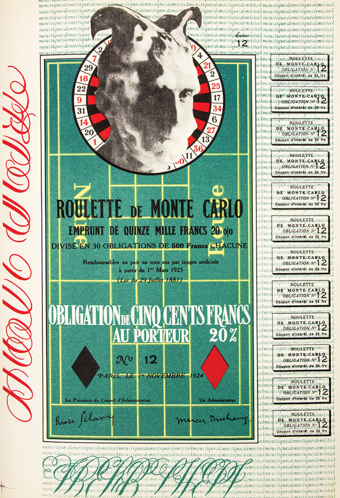 Marcel Duchamp, Obligations pour la roulette de Monte Carlo, 1938