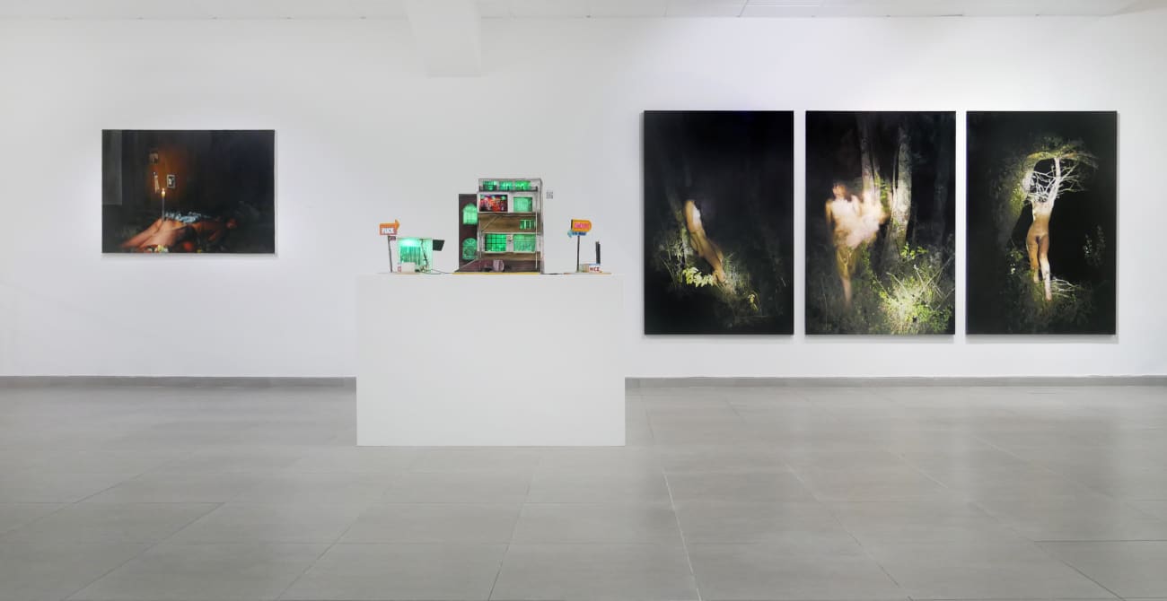 Come What May. Rebooted : installation view of the Showroom / Aeroplastics at 207VDK, 2021, Ph: © Aeroplastics / works by Leopold RABUS, Tracey SNELLING, Katia BOURDAREL