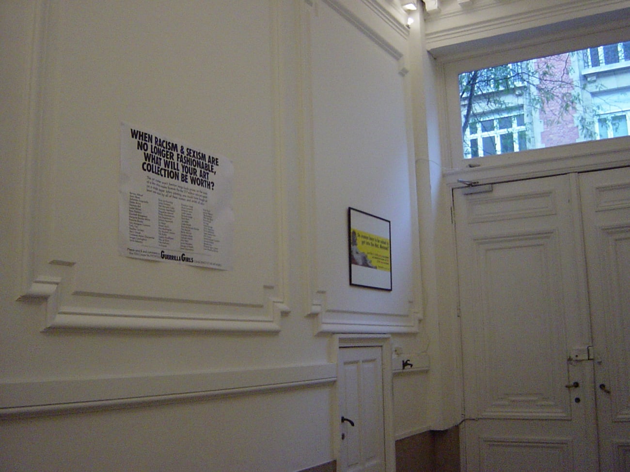 Female Turbulence: exhibition view / group show at Aeroplastics, Rue Blanche Str, Brussels / works by GUERRILA GIRLS
