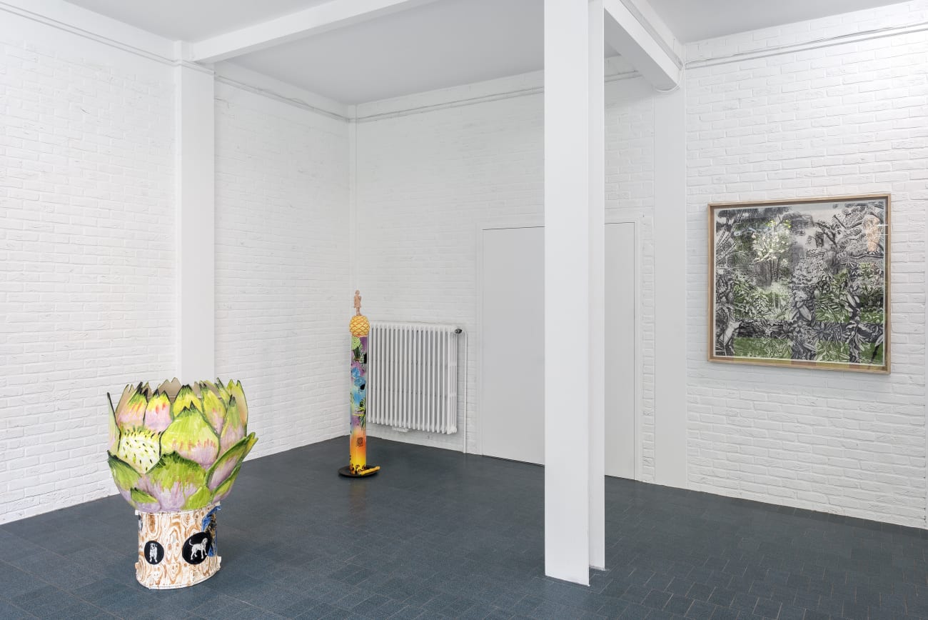 Installation view: Florentine & Alexandre LAMARCHE-OVIZE. 'Hyacinthe' Aeroplastics @ WASHINGTON186, Brussels, 2018. Ph: HV Studio.