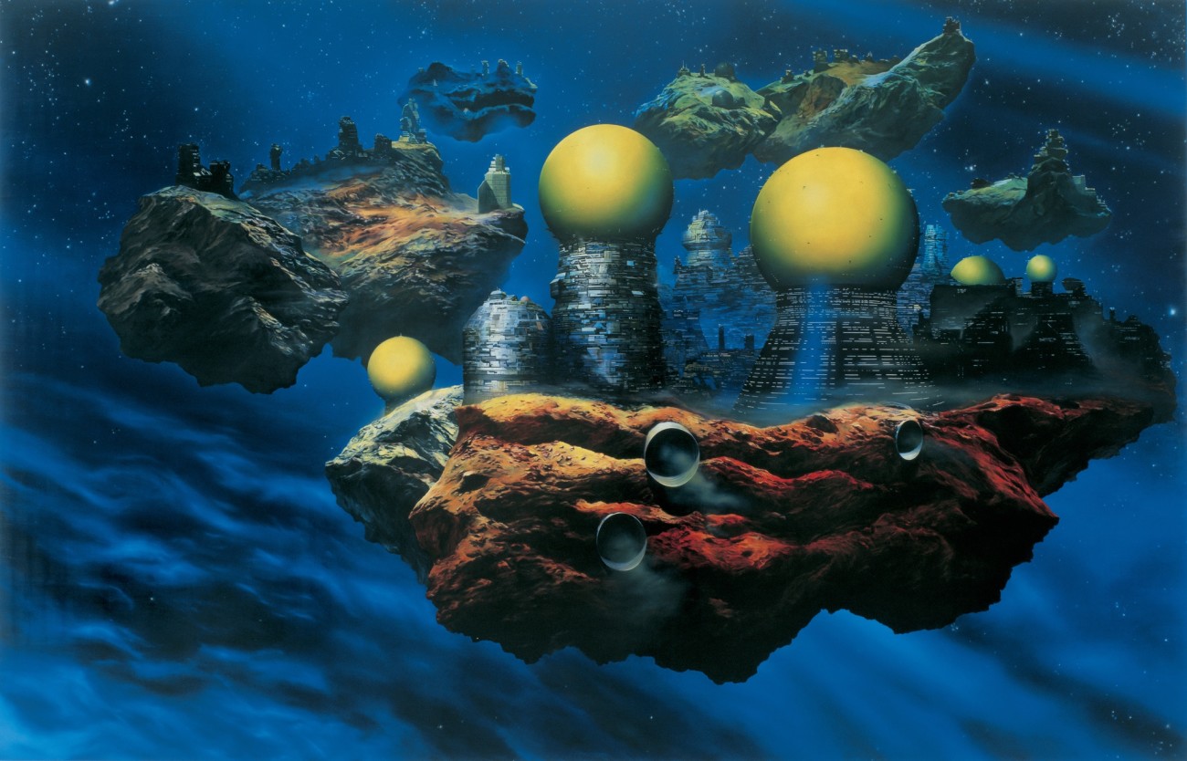 The Pornography of Death (Painting for Ian Curtis) copied from `Floating Cities' 1981 by Chris Foss