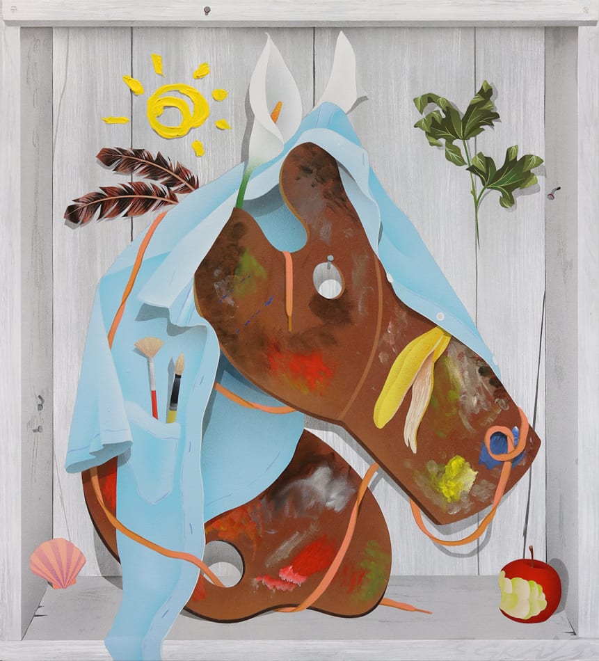 still life in the shape of a horses head