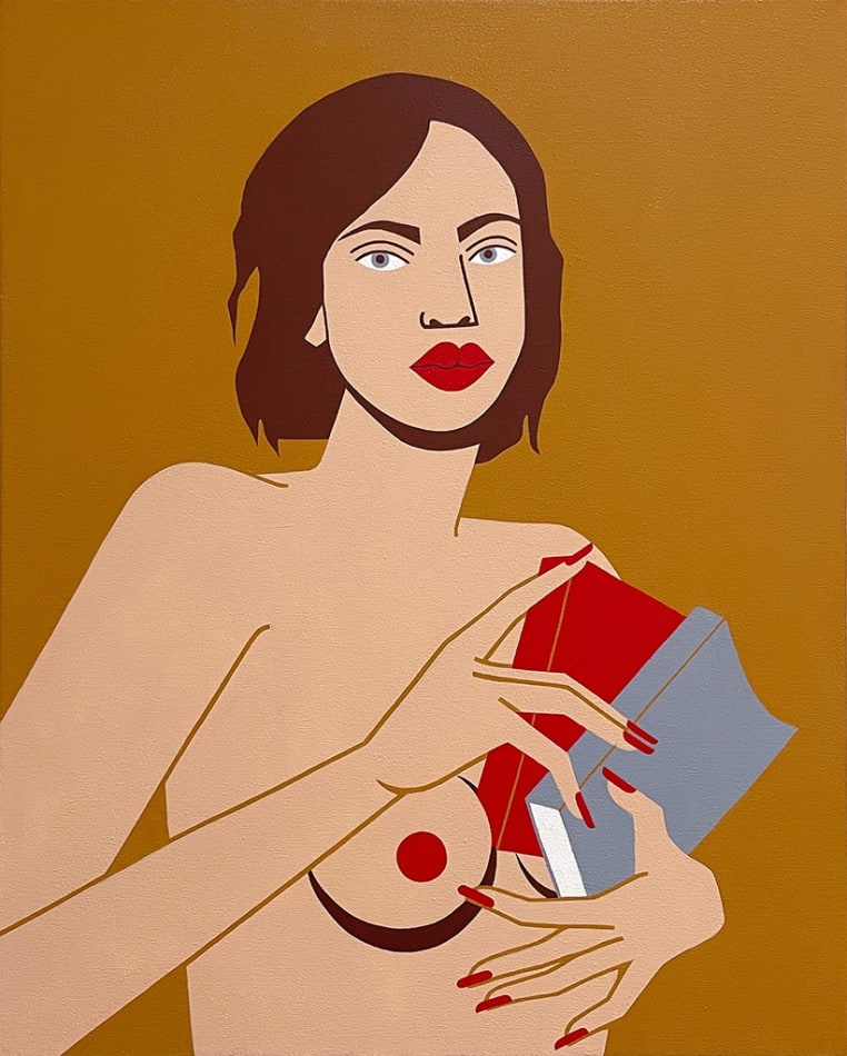 Jillian Evelyn painting of woman holding books