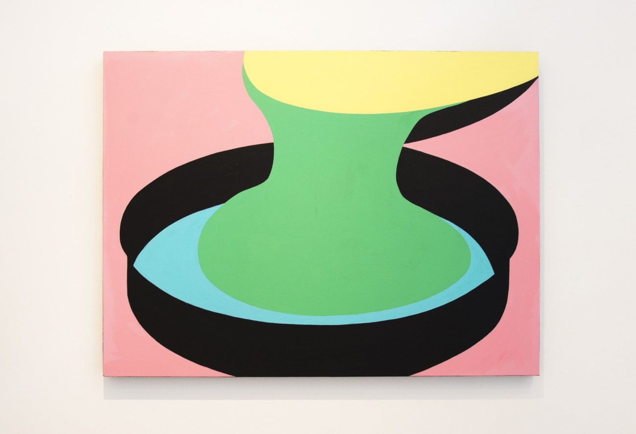 Mario Wagner colorful painting of liquid pouring into container