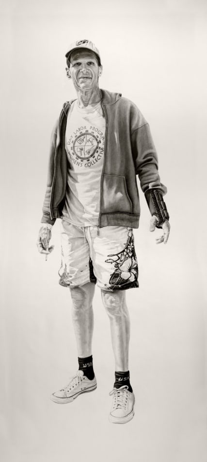 Joel Daniel Phillips large scale pencil drawing of full male figure