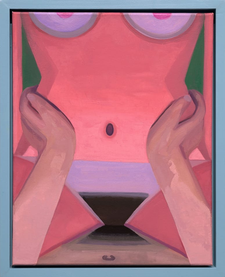 Corey Lamb painting of nude female figure straddled