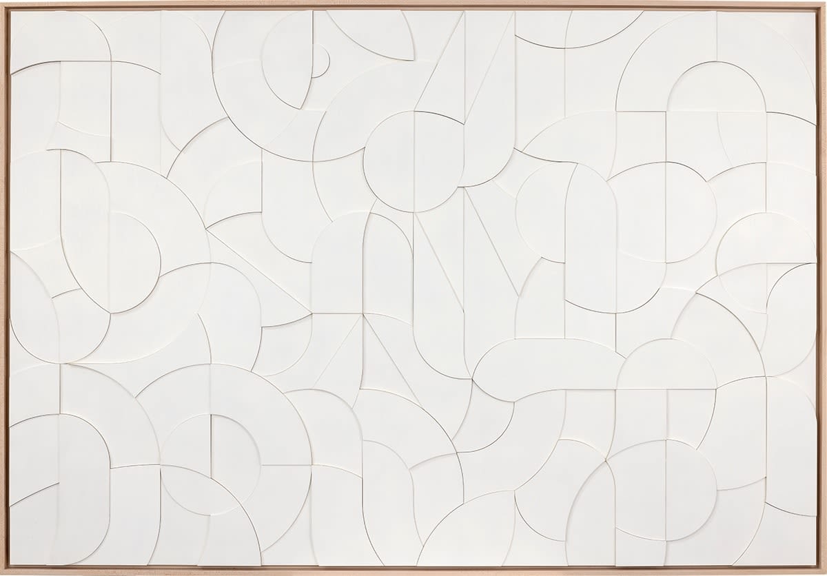 abstracted typography design made from wood painted white