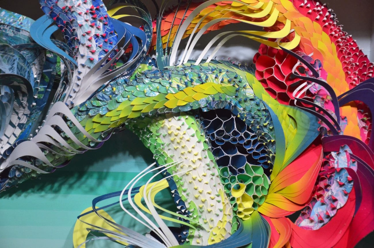 Crystal Wagner colorful abstract biomorphic paper sculpture