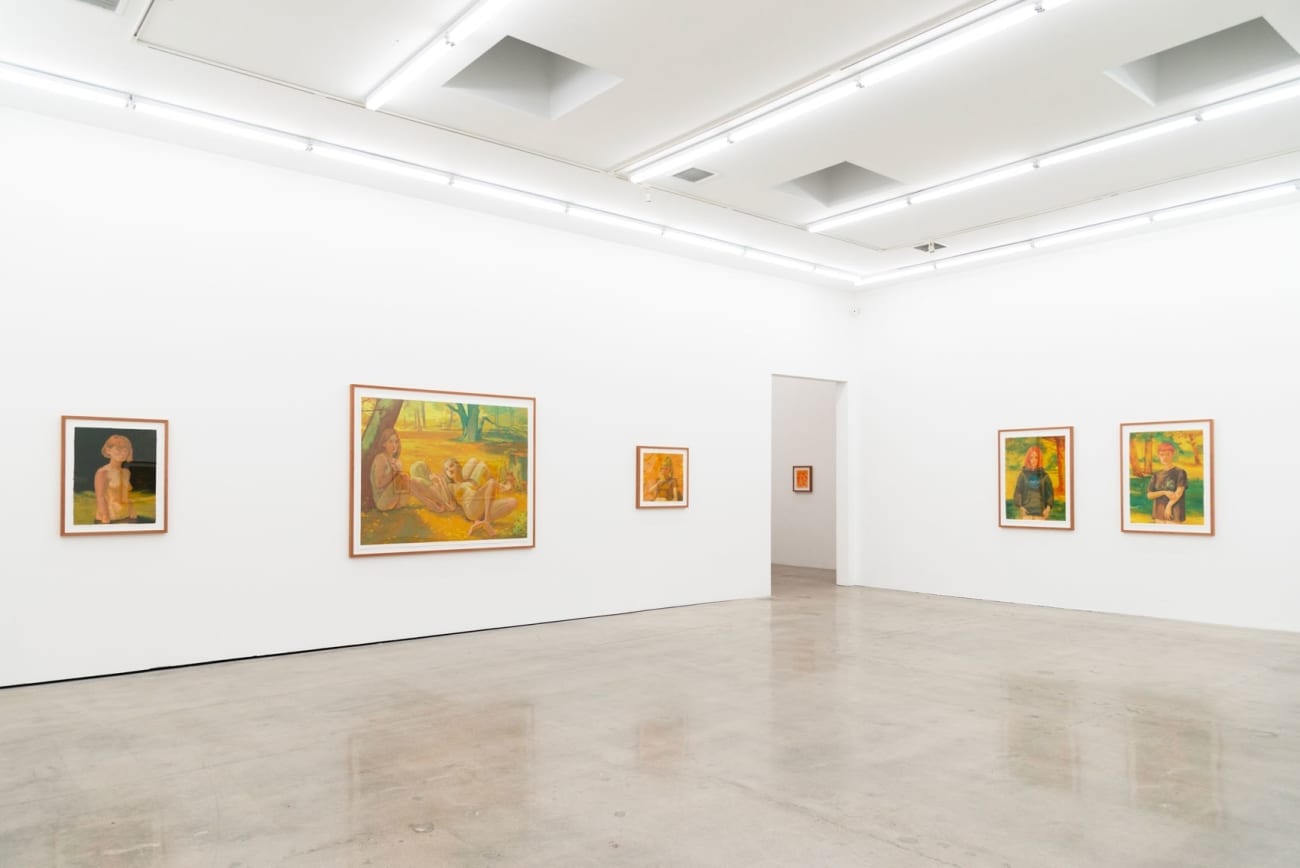 Installation image of Rachel Gregor's paintings at Hashimoto Contemporary Los Angeles
