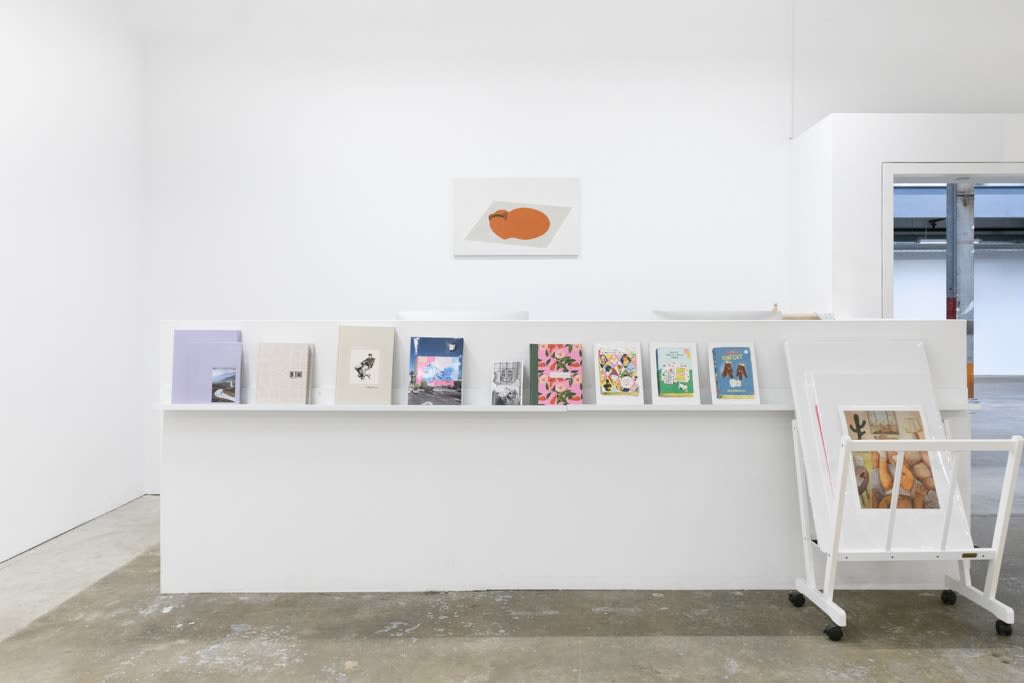 Installation view of artist Thomas Danthony's painting Coco installed behind an admin area at Hashimoto Contemporary, San Francisco