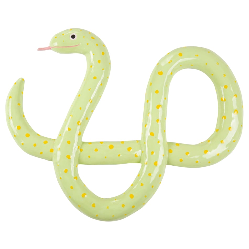 Lorien Stern's ceramic sculpture of a green snake