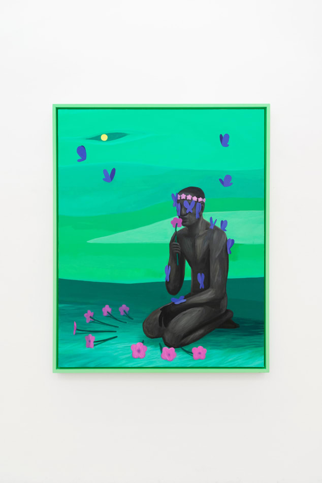 Corey K. Lamb - decapitated male torso holding flower next to nude female figure