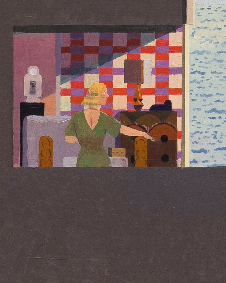 woman looking outside at water
