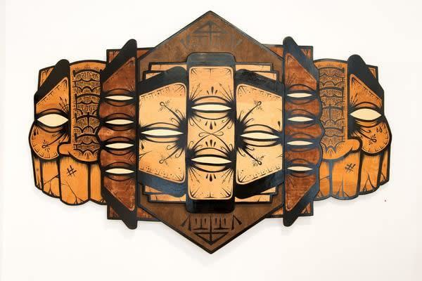 GATS painting on wood of face