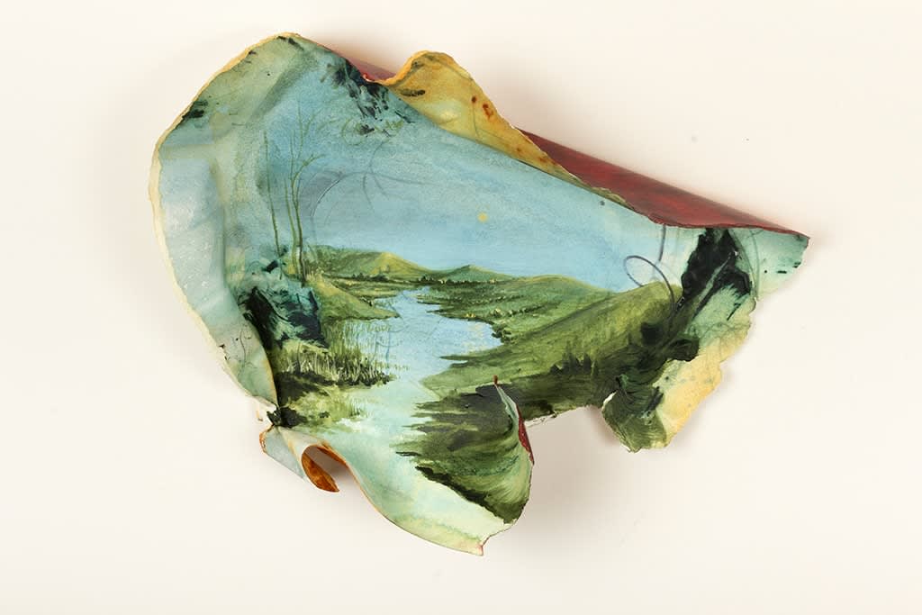 Gregory Euclide landscape on shaped paper