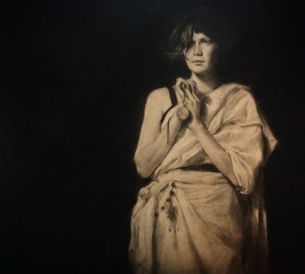 Karla Ortiz painting of woman against black background