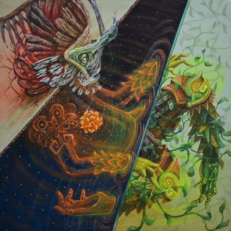 Curiot painting green and orange