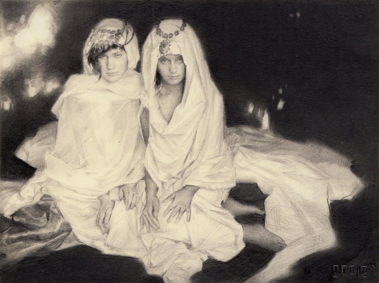 Karla Ortiz graphite drawing of figures